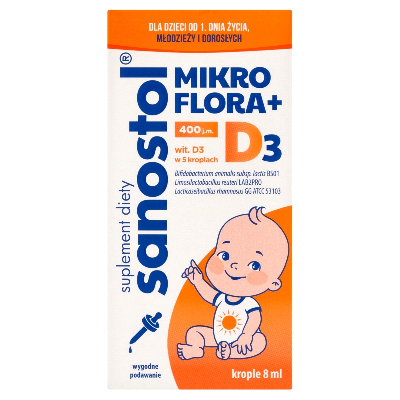 Sanostol Mikroflora+D3, krople, 8ml