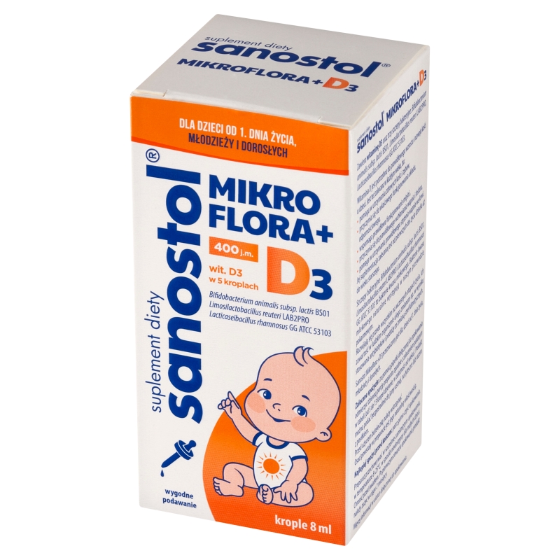 Sanostol Mikroflora+D3, krople, 8ml