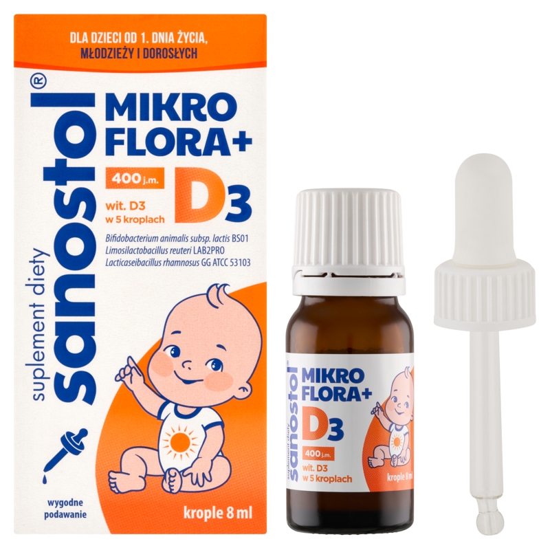 Sanostol Mikroflora+D3, krople, 8ml