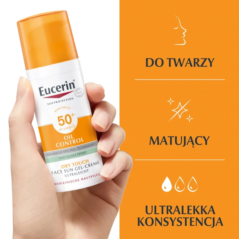 Eucerin Sun Oil Control, żel-krem ochronny, SPF 50+, 50 ml