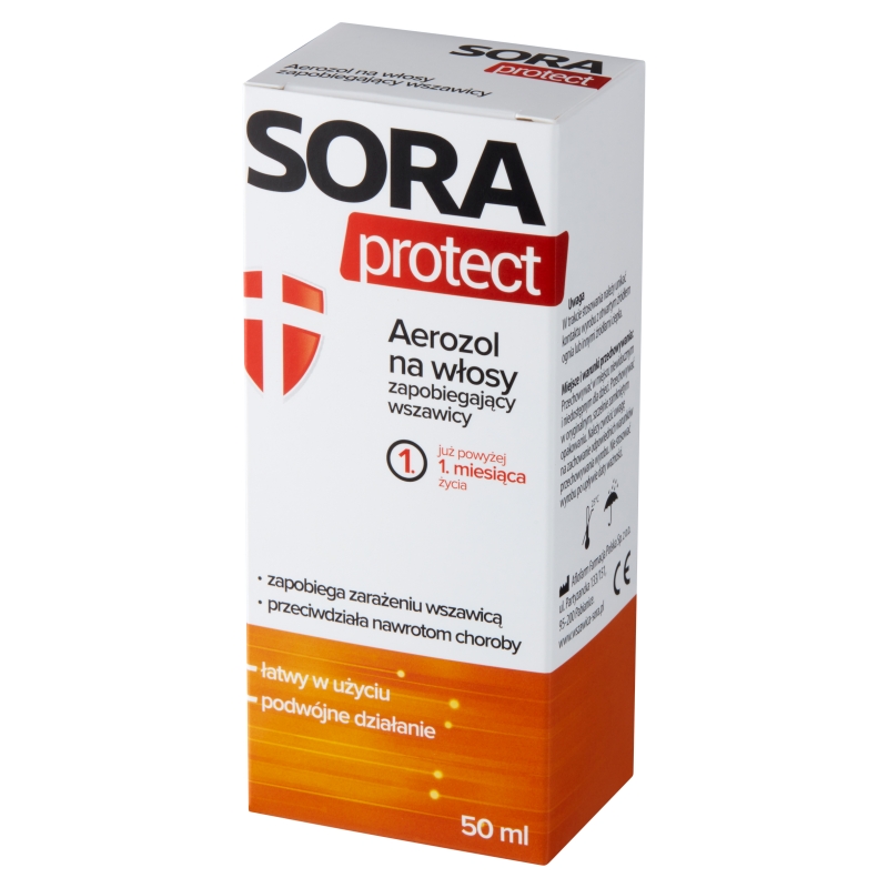 Sora Protect, aerozol na słowy zapobiegający wszawicy, 50 ml