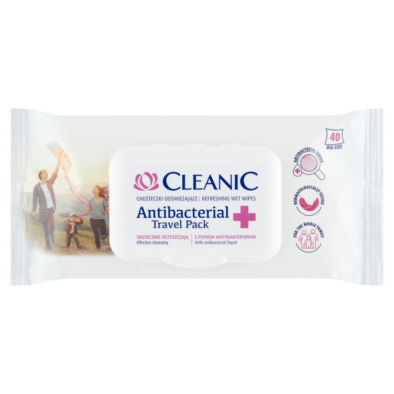 Cleanic Antibacterial Travel Pack chusteczki odświeżające, 40 szt.