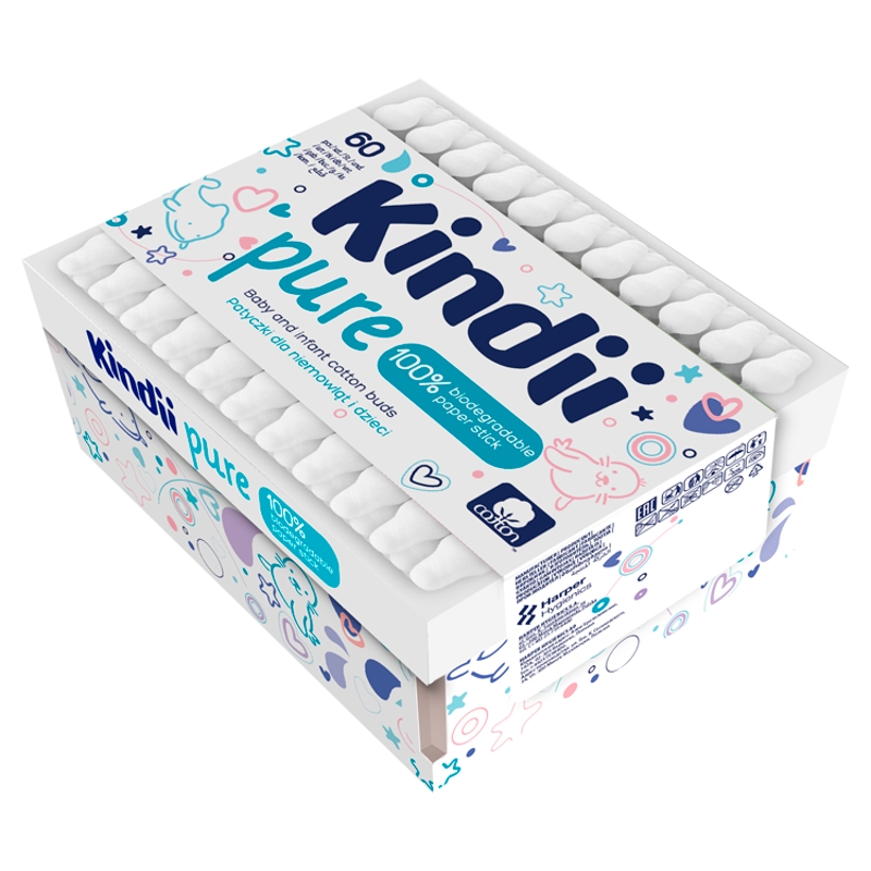 Kindii Pure patyczki higieniczne dla niemowląt, 60 szt.