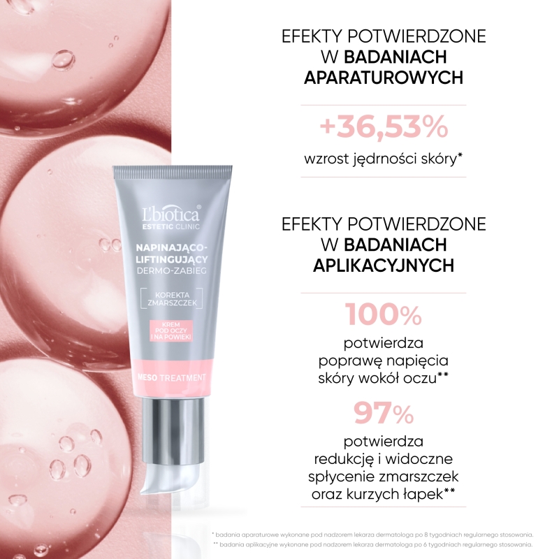 L'biotica Dermo-zabieg, krem napinająco-liftingujący pod oczy i na powieki, 15 ml