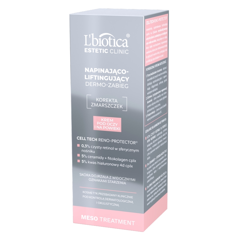 L'biotica Dermo-zabieg, krem napinająco-liftingujący pod oczy i na powieki, 15 ml