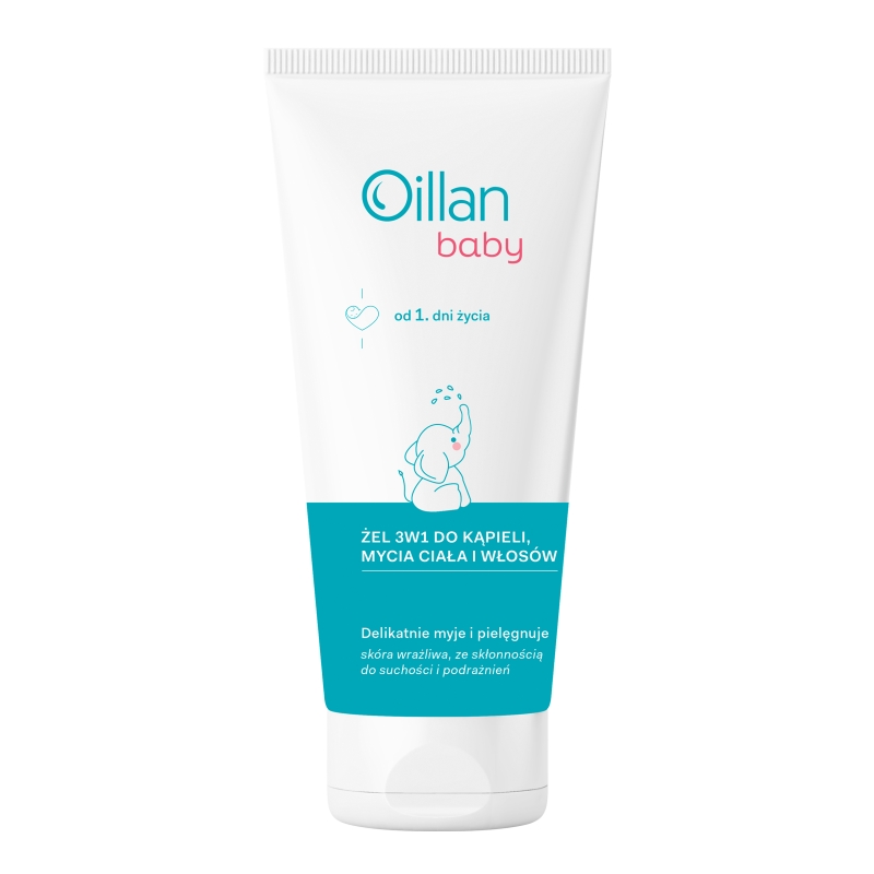 Oillan baby, żel 3w1 do kąpieli, mycia ciała i włosów, 200 ml