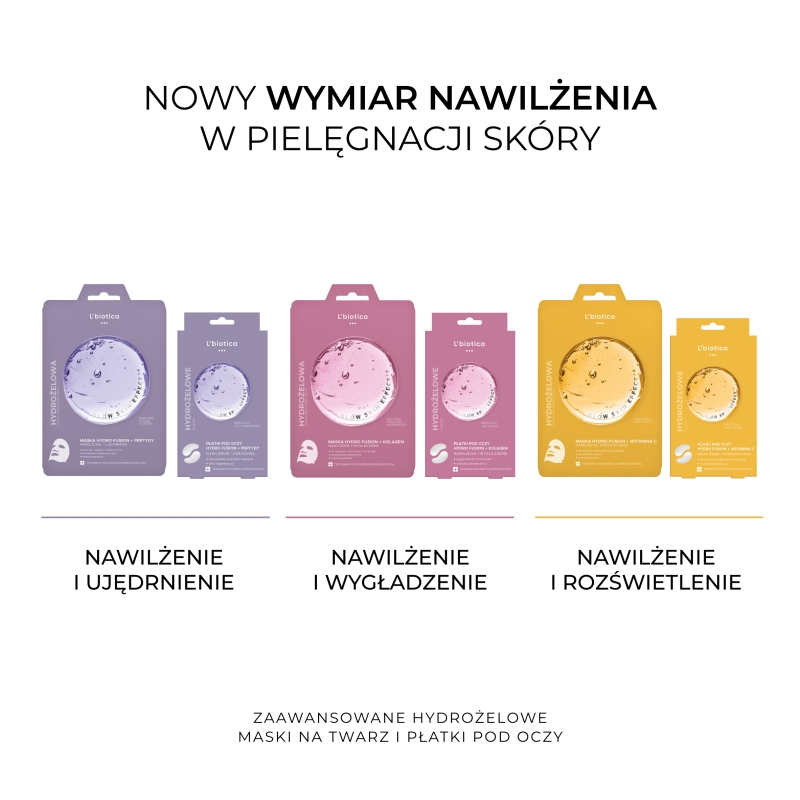 L'biotica, płatki hydrożelowe nawilżająco-rozświetlające pod oczy, 2 szt.
