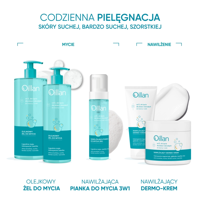 Oillan, pianka nawilżająca do mycia 3w1, 200 ml