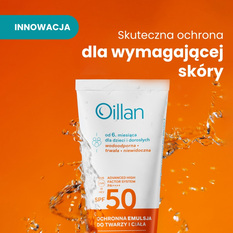 Oillan, emulsja do twarzy i ciała SPF 50, 100 ml