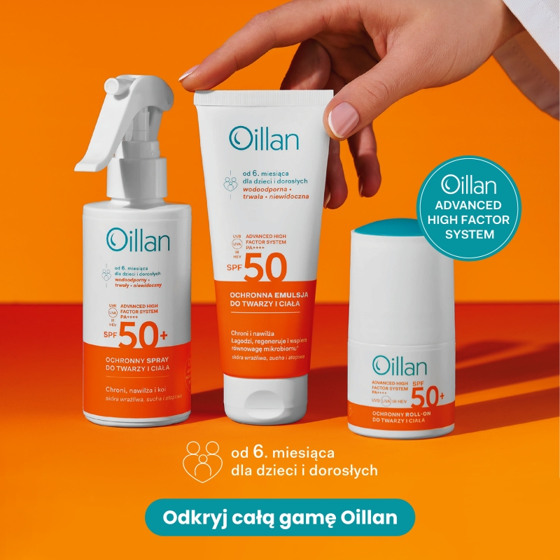 Oillan, emulsja do twarzy i ciała SPF 50, 100 ml