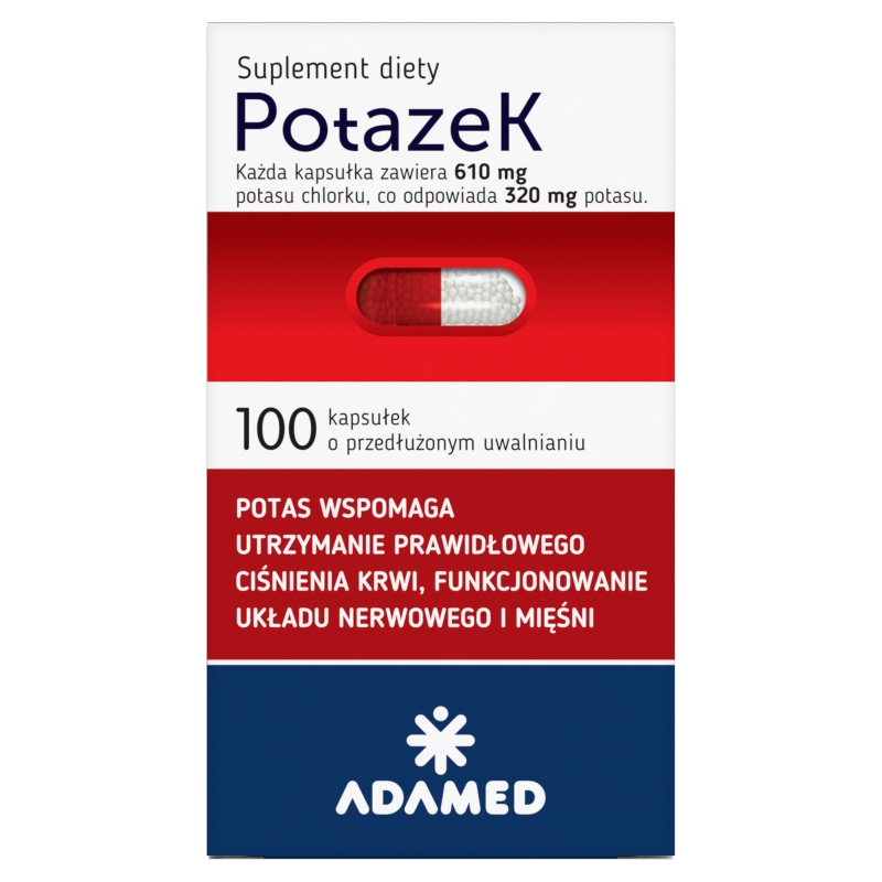 Potazek, kapsułki  ze składnikami pomagającymi utrzymać prawidłowe ciśnienie krwi, 100 szt.