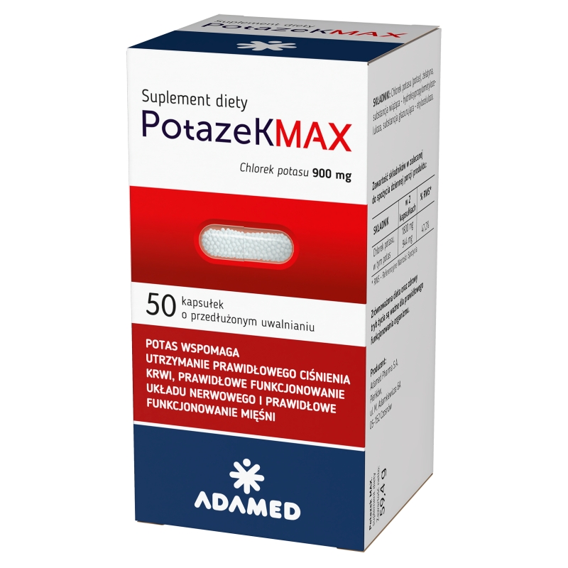 Potazek MAX, kapsułki ze składnikami pomagającymi utrzymać prawidłowe ciśnienie krwi, 50 szt.