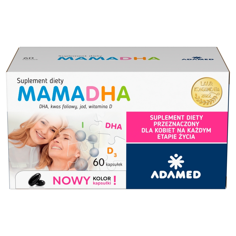 MamaDHA, kapsułki z odpowiednio dobraną kompozycją DHA witamin i minerałów, 60 szt.