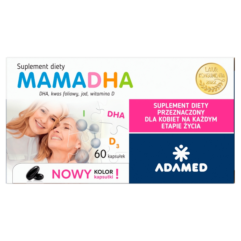 MamaDHA kapsułki z odpowiednio dobraną kompozycją DHA witamin i minerałów, 60 szt.