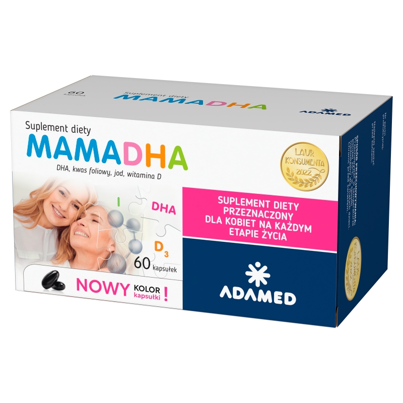 MamaDHA, kapsułki z odpowiednio dobraną kompozycją DHA witamin i minerałów, 60 szt.
