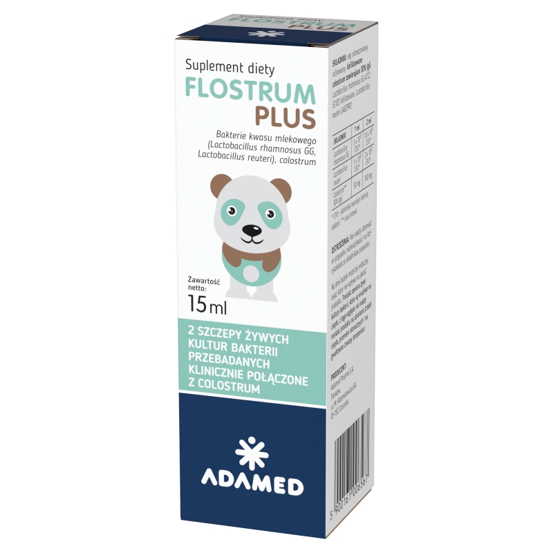 Flostrum Plus, krople ze składnikami uzupełniającymi dietę w błonnik i laktoferynę, 15 ml
