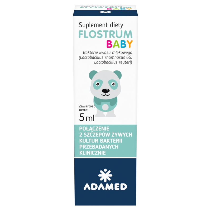 Flostrum Baby, krople ze składnikami uzupełniającymi florę bakteryjną dla dzieci od pierwszych dni życia, 5 ml