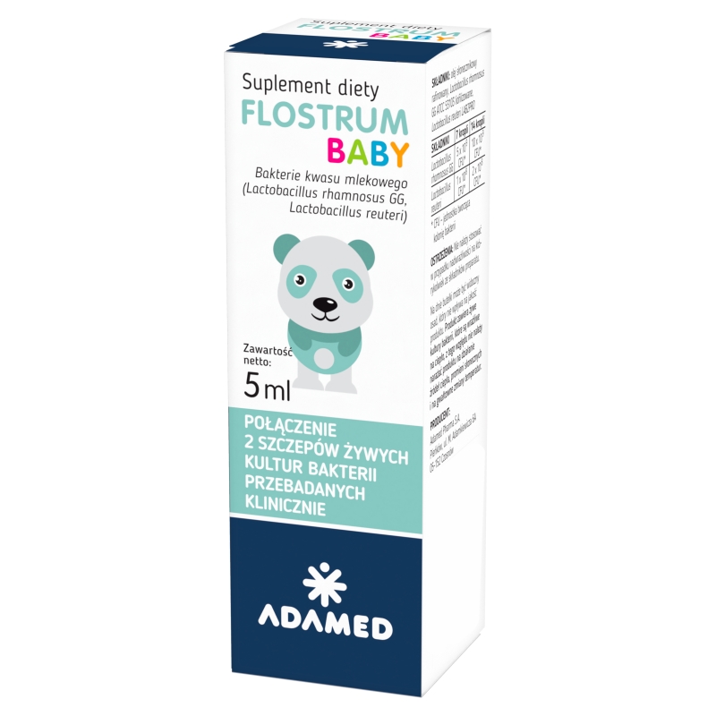 Flostrum Baby, krople ze składnikami uzupełniającymi florę bakteryjną dla dzieci od pierwszych dni życia, 5 ml