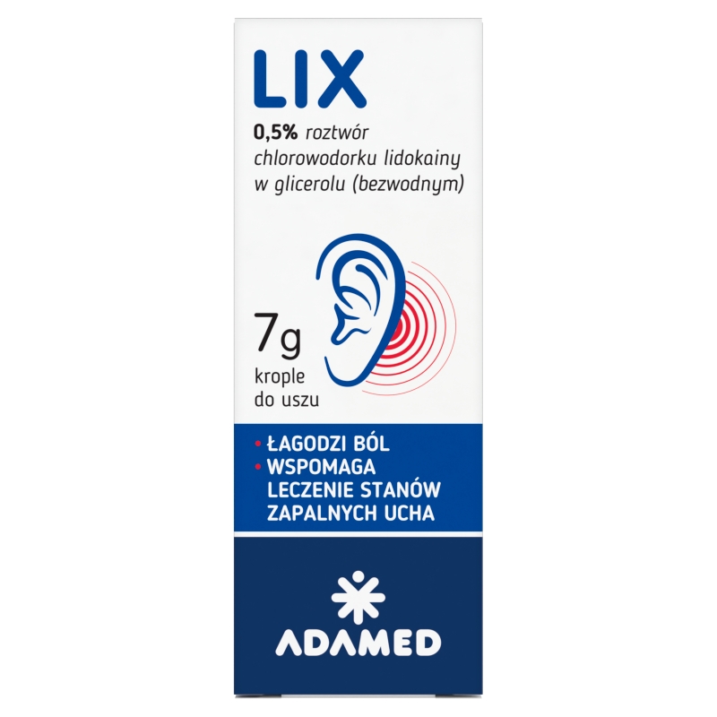 Lix 0,5 % krople wspomagające leczenie stanów zapalnych ucha, 7 g