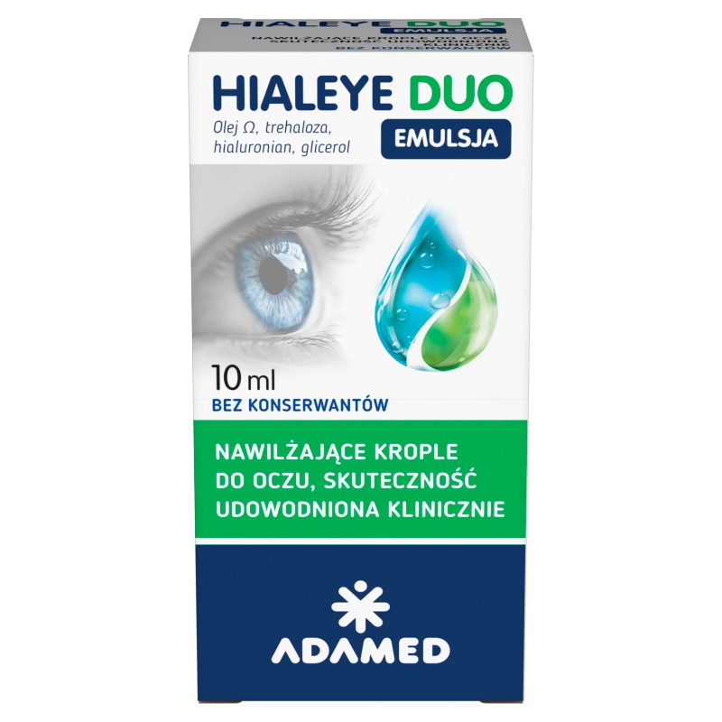 Hialeye Duo Emulsja 2% + 0,2% + 0,1%, krople intensywnie nawilżające do oczu, 10 ml