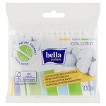 Bella Cotton Patyczki higieniczne bawełniane do czyszczenia małżowiny usznej i punktowego nakładania kosmetyków, 100 szt.