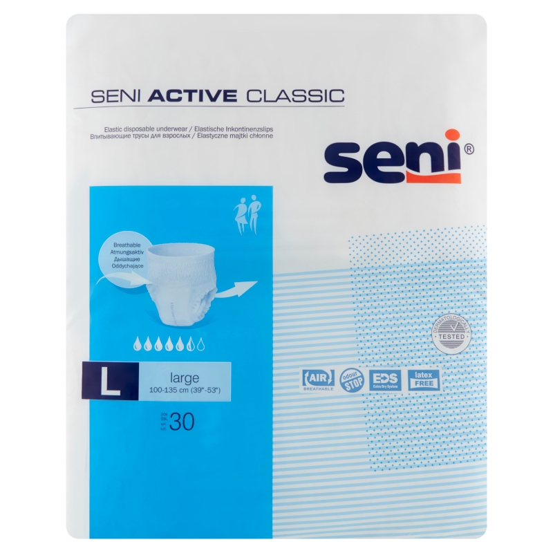 Seni Active Classic, elastyczne majtki chłonne rozmiar L, 30 szt.