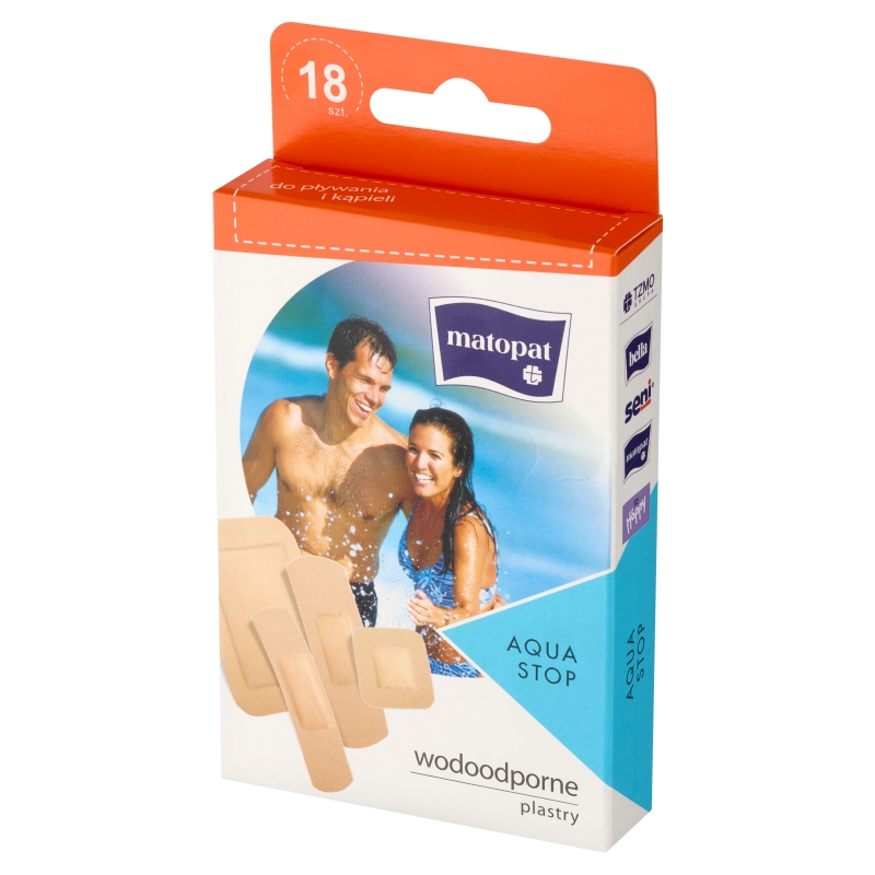 MATOPAT AQUA STOP, zestaw plastrów wodoodpornych, 18 szt.