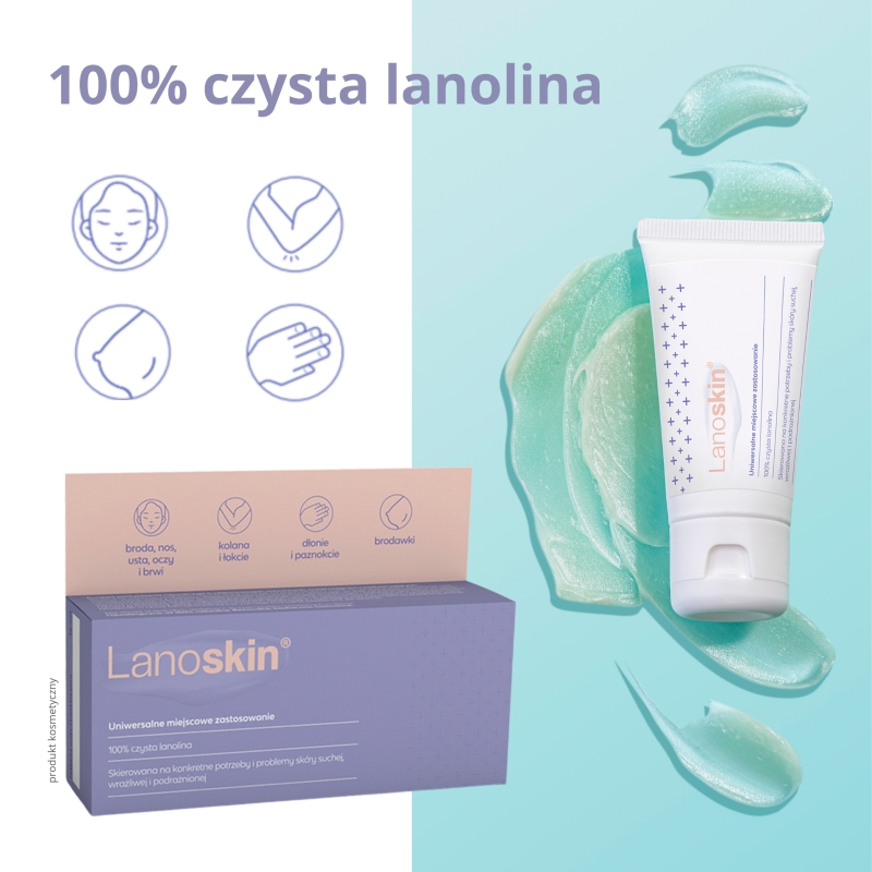 LANOSKIN 100% czysta lanolina , krem ochronny i zmiękczający, 30 g