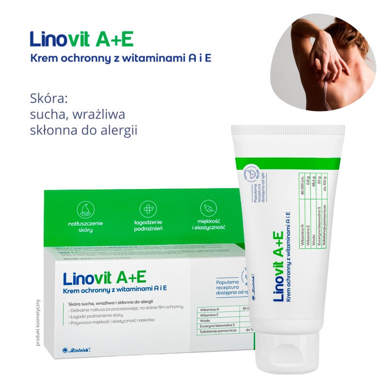 LINOVIT A+E Krem ochronny , łagodzący podrażnienia skórne, z witaminą A i E,  50 g