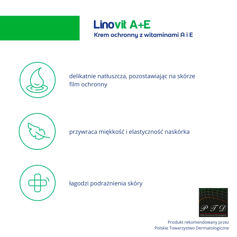 LINOVIT A+E Krem ochronny , łagodzący podrażnienia skórne, z witaminą A i E,  50 g