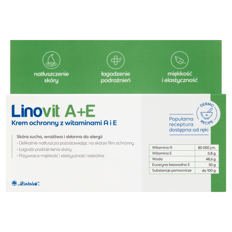 LINOVIT A+E Krem ochronny , łagodzący podrażnienia skórne, z witaminą A i E,  50 g