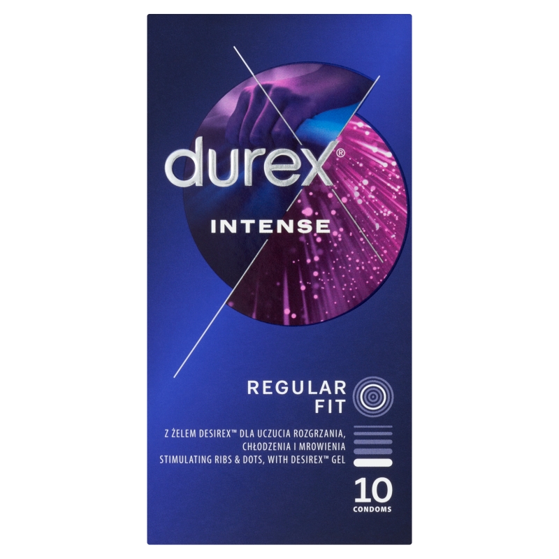 Durex Intense, prezerwatywy nielateksowe pokryte lubrykantem, 10 szt.