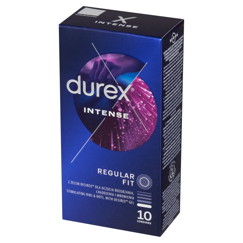 Durex Intense, prezerwatywy nielateksowe pokryte lubrykantem, 10 szt.