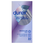 Durex Invisible dodatkowo nawilżane prezerwatywy, 10 szt.