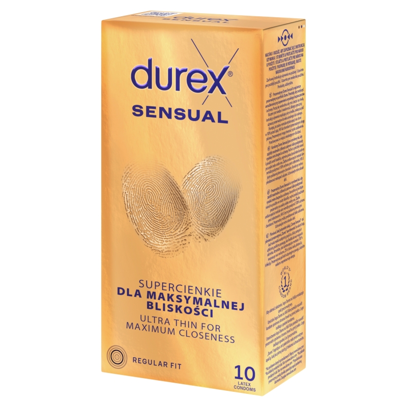 Durex Sensual, prezerwatywy supercienkie, 10 szt.