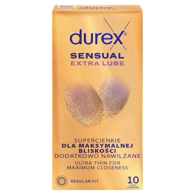 Durex Sensual Extra Lube, prezerwatywy z dodatkowym lubrykantem 10 szt.