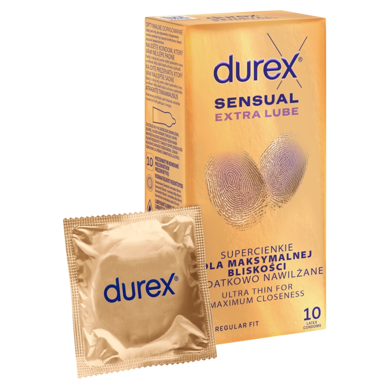 Durex Sensual Extra Lube, prezerwatywy z dodatkowym lubrykantem 10 szt.