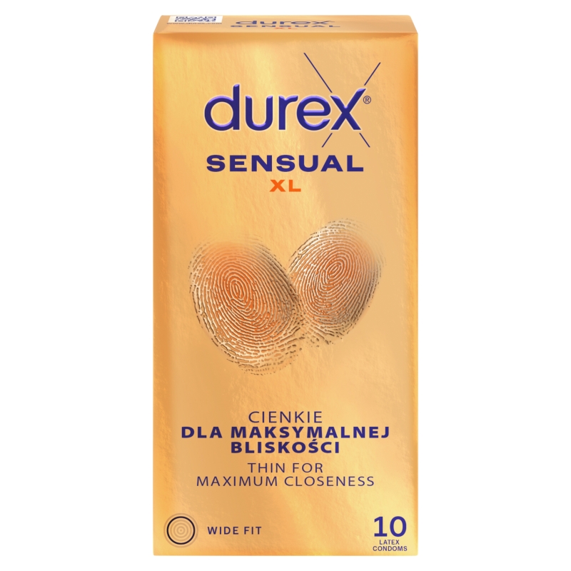 Durex Sensual XL, prezerwatywy lateksowe, XL, 10 szt.