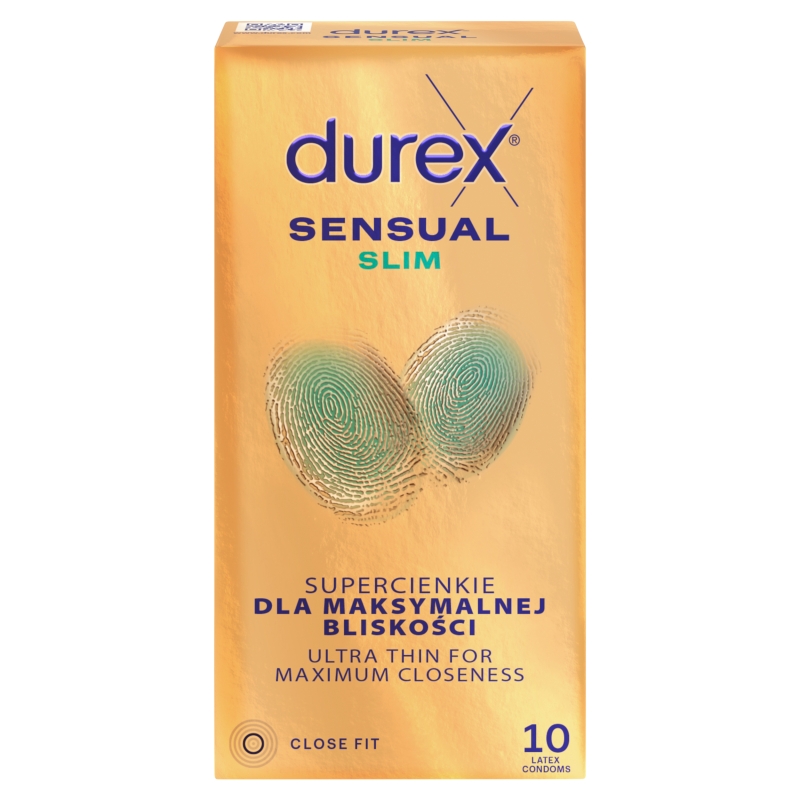 Durex Sensual Slim, prezerwatywy lateksowe, Slim, 10 szt.