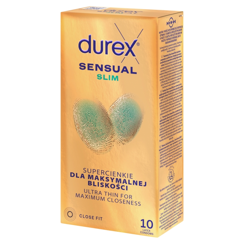 Durex Sensual Slim, prezerwatywy lateksowe, Slim, 10 szt.