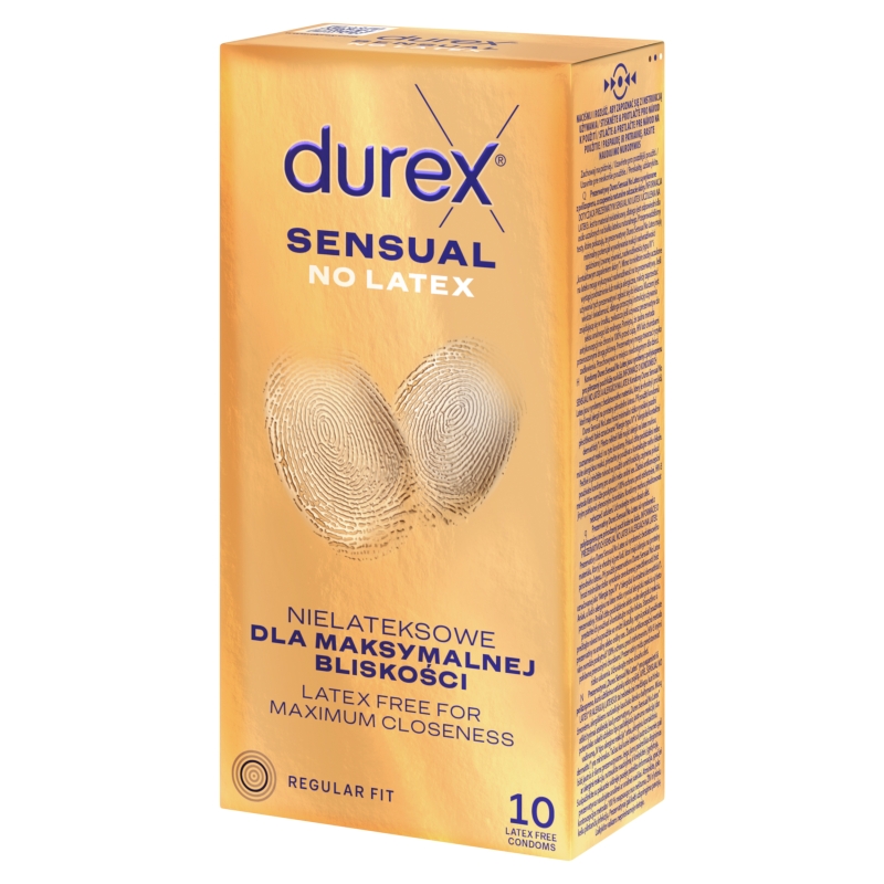 Durex Sensual No Latex, prezerwatywy nielateksowe, 10 szt.