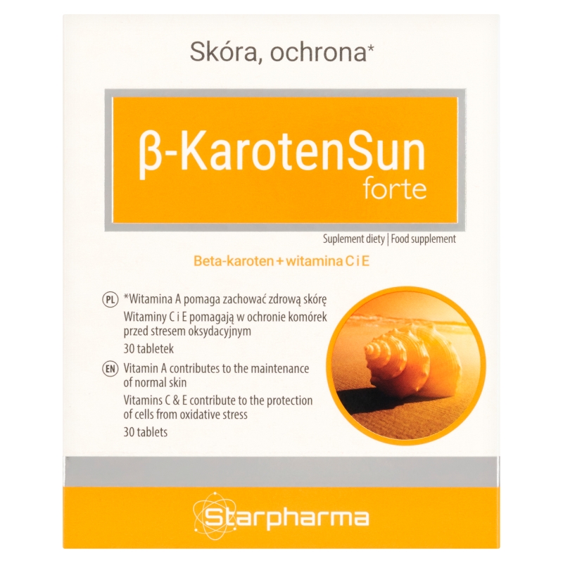 BETA-KAROTENSUN FORTE tabletki ze składniki wspomagającymi zachowanie zdrowej skóry, 30 szt.