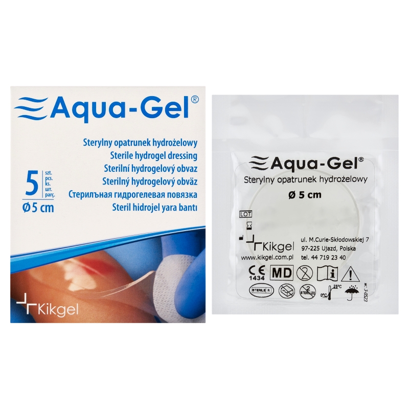 Aqua-Gel, sterylny opatrunek hydrożelowy o średnicy 5 cm, 5 szt.
