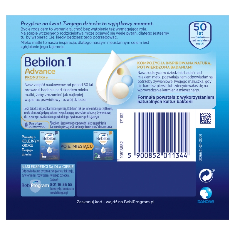 Bebilon 1 z Pronutra ADVANCE, mleko początkowe, 350 g