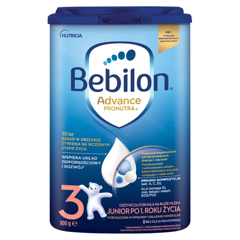 Bebilon Junior 3 z Pronutra+ , proszek mleko modyfikowane powyżej 1 roku życia, 800 g