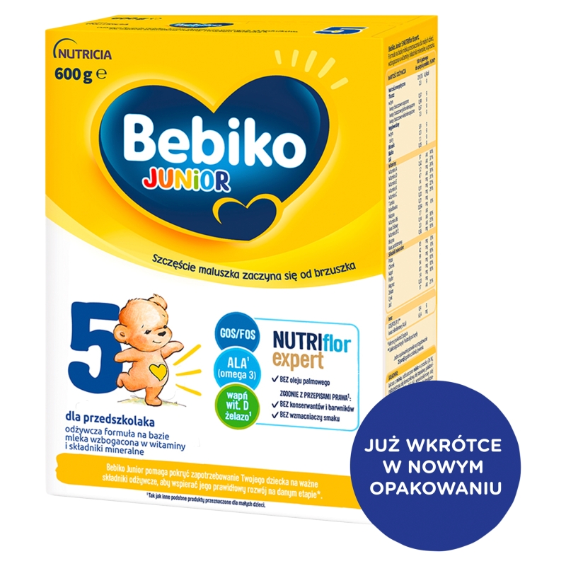 Bebiko Junior 5, mleko modyfikowane powyżej 3 roku życia, 600 g