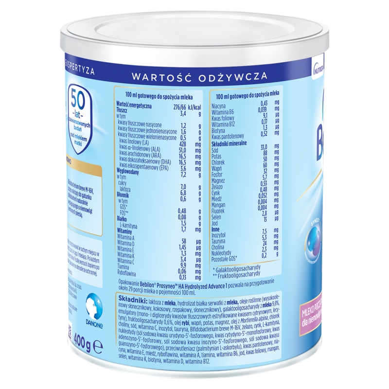 Bebilon Prosyneo HA, mleko początkowe dla niemowląt od urodzenia, 400 g