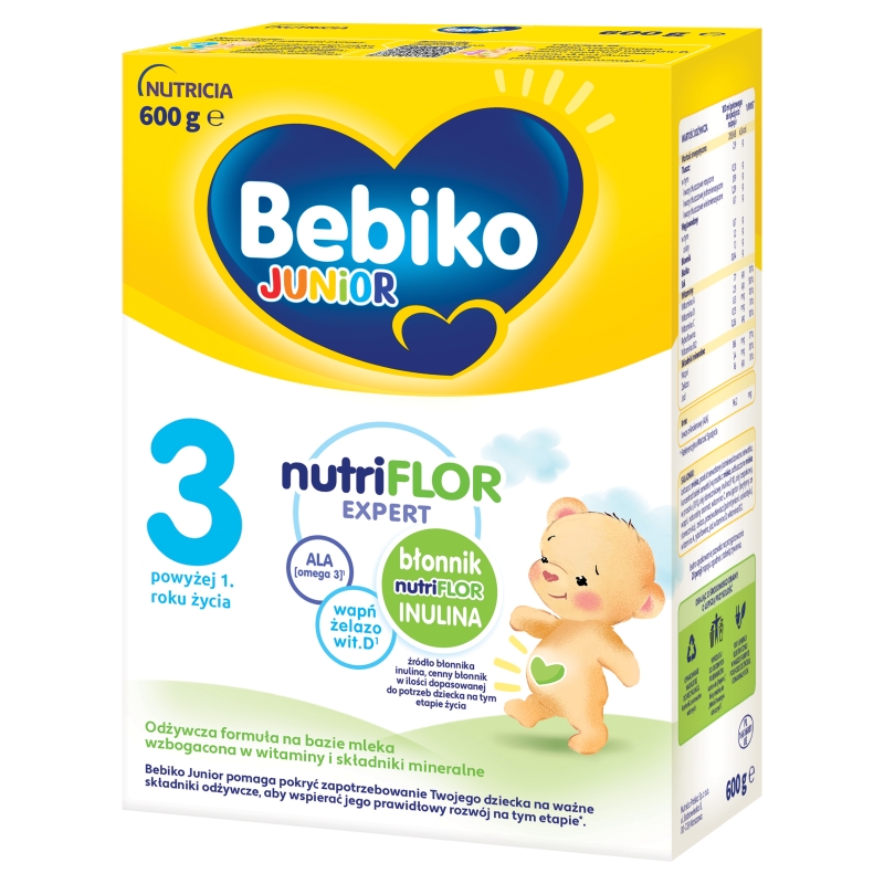 Bebiko Junior 3 Nutriflor Expert, mleko modyfikowane powyżej 1 roku życia, 600 g