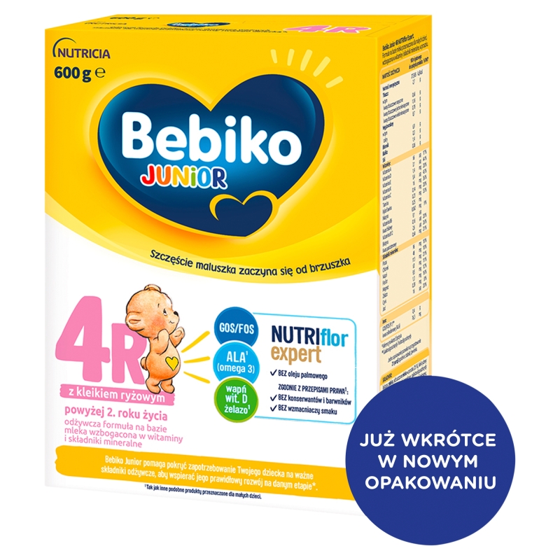 Bebiko Junior 4R , mleko modyfikowane powyżej 2 roku życia z kleikiem ryżowym, 600 g