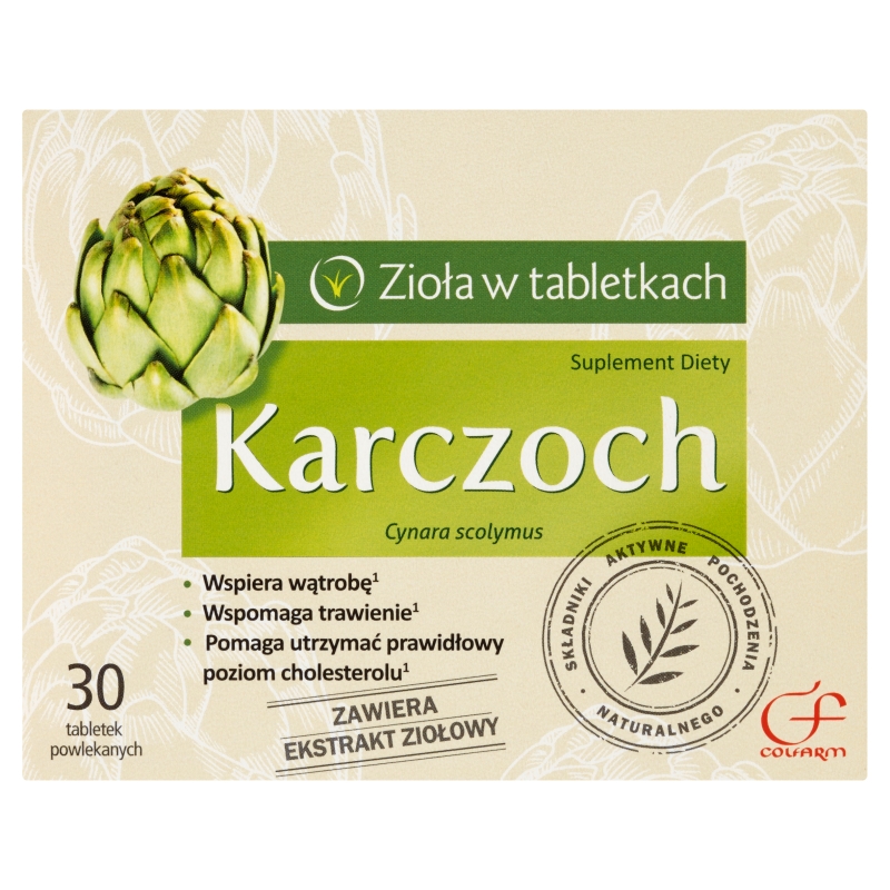 Karczoch, tabletki ze składnikami wspierającymi trawienie i wątrobę, 30 szt.